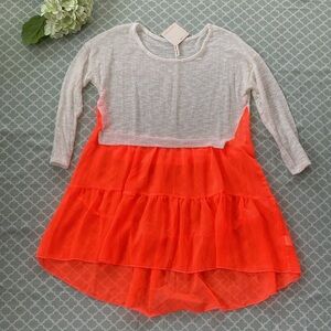 Orange Creek Neon Orange Chiffon Sweater Blouse S NWT